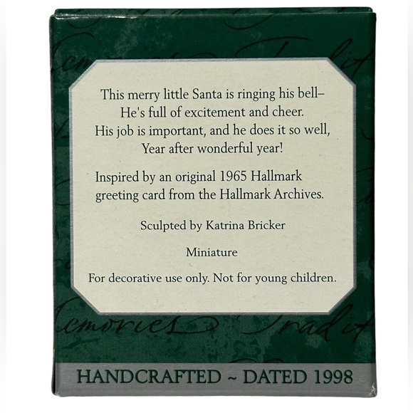 Vintage 1998 Hallmark “Kringle Bells” Miniature Ornament Archives Collection - Picture 2 of 4